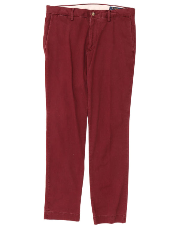 Pantaloni chino slim fit da uomo Polo Ralph Lauren W32 L32 cotone bordeaux