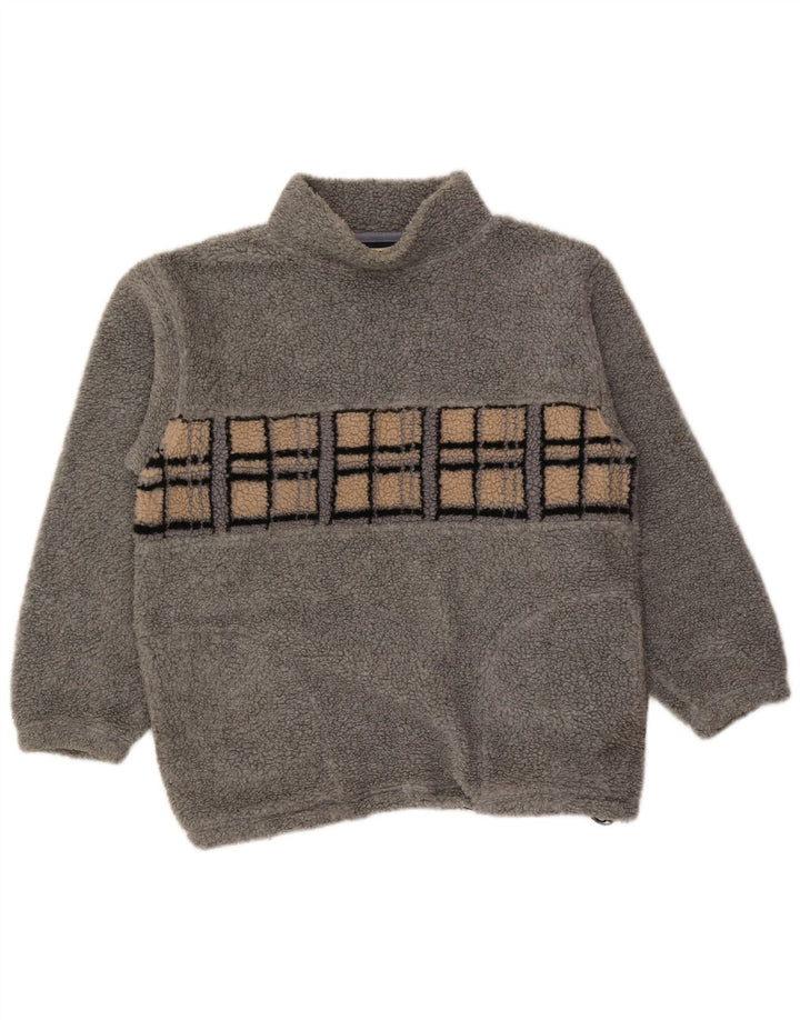 Maglione in pile vintage da uomo grigio medio geometrico