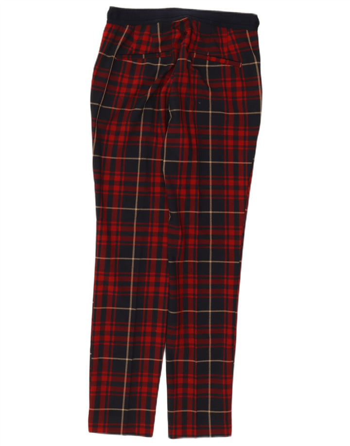 Pantaloni casual slim da donna Zara piccoli W26 L27 scozzesi rossi