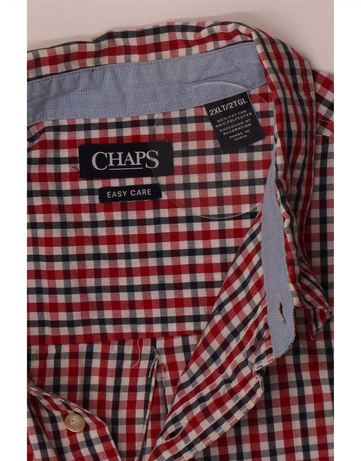 Camicia a maniche corte alta da uomo Chaps 2XL in cotone a quadretti rosso