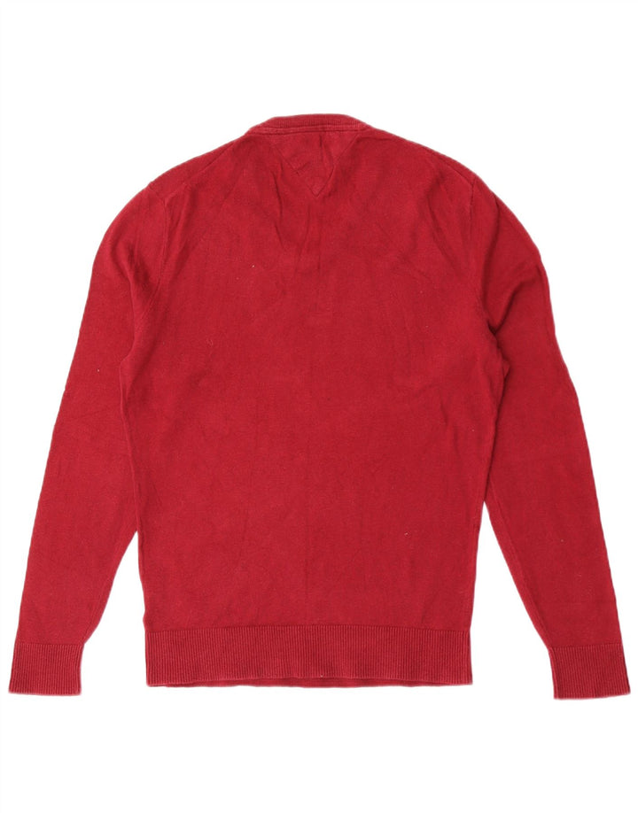 Maglione maglione con scollo a V da uomo Tommy Hilfiger piccolo cotone rosso