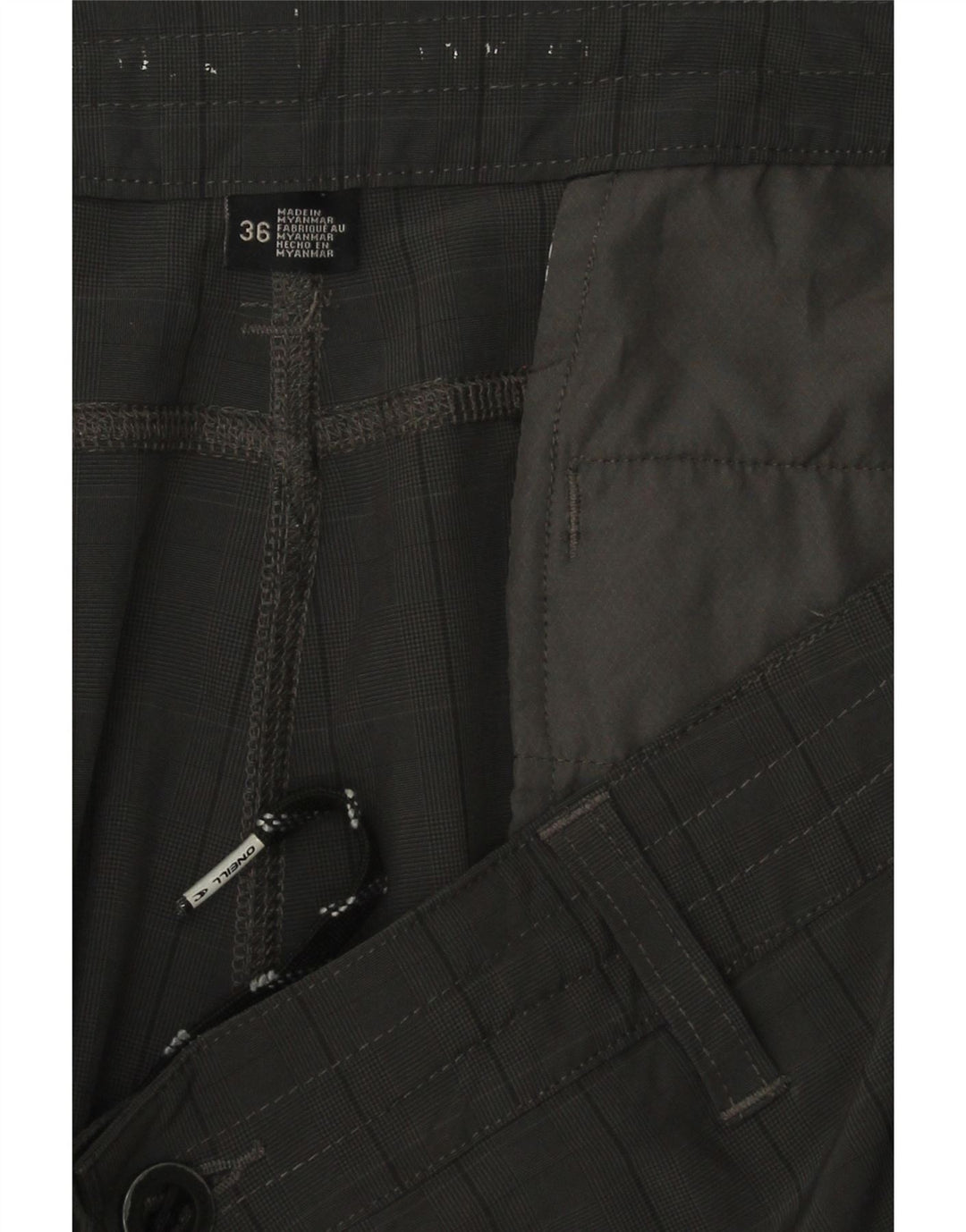 O'NEILL Mens Cargo Shorts W36 Large Grey Check Polyester Vintage O'Neill and Second-Hand O'Neill from Messina Hembry 