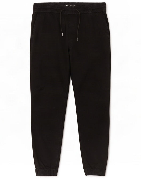 Zara Pantaloni da tuta da uomo Joggers Large Nero Cotton