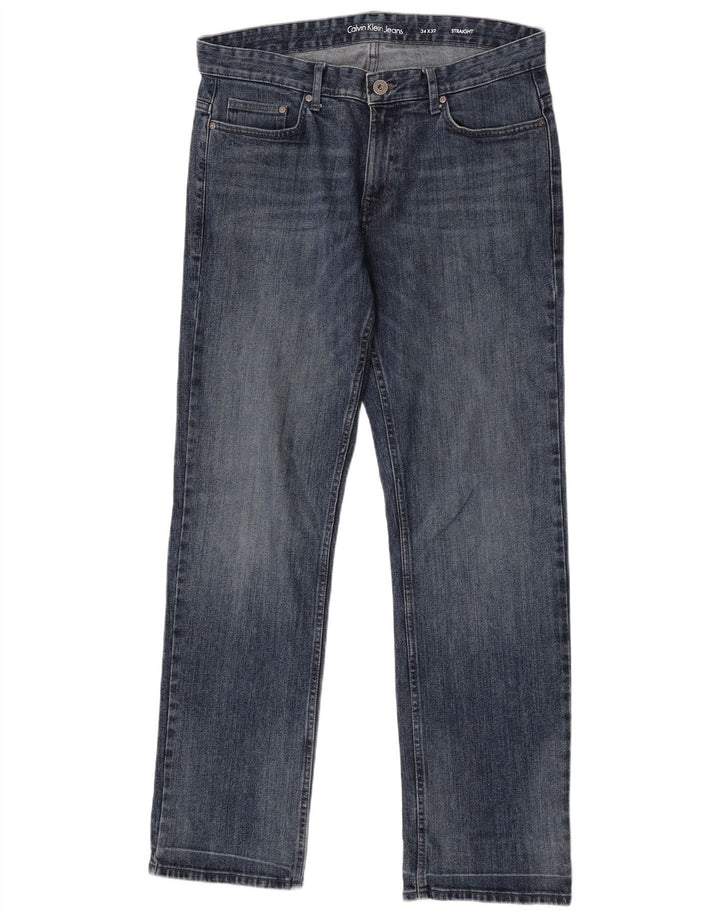 Jeans dritti da uomo Calvin Klein W34 L32 cotone blu