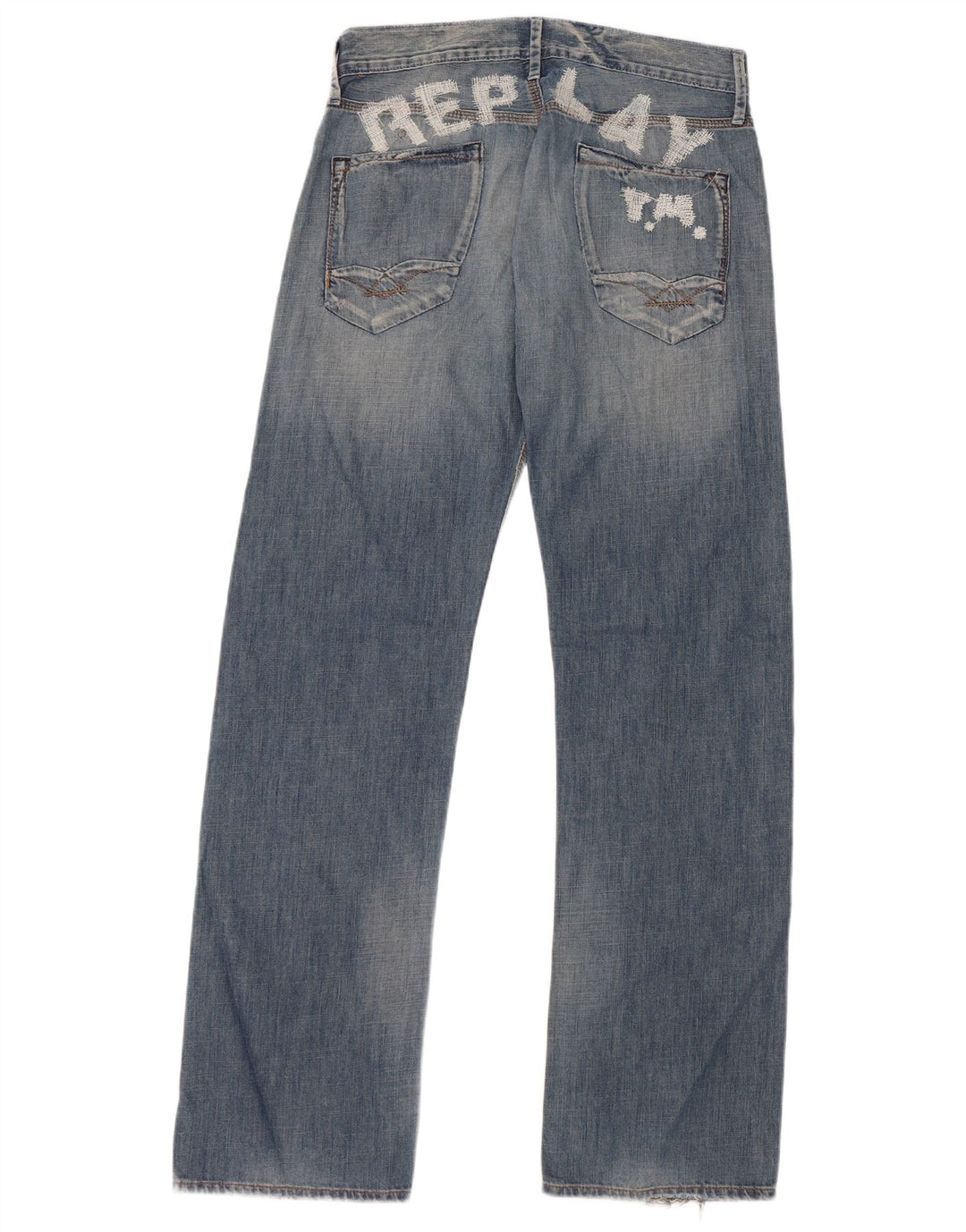 Jeans dritti con grafica da uomo Replay W30 L34 cotone blu