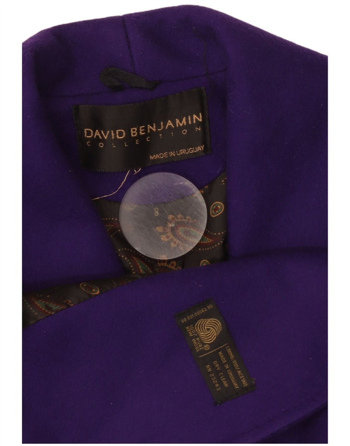 Cappotto doppiopetto da donna David Benjamin US 8 lana viola medio