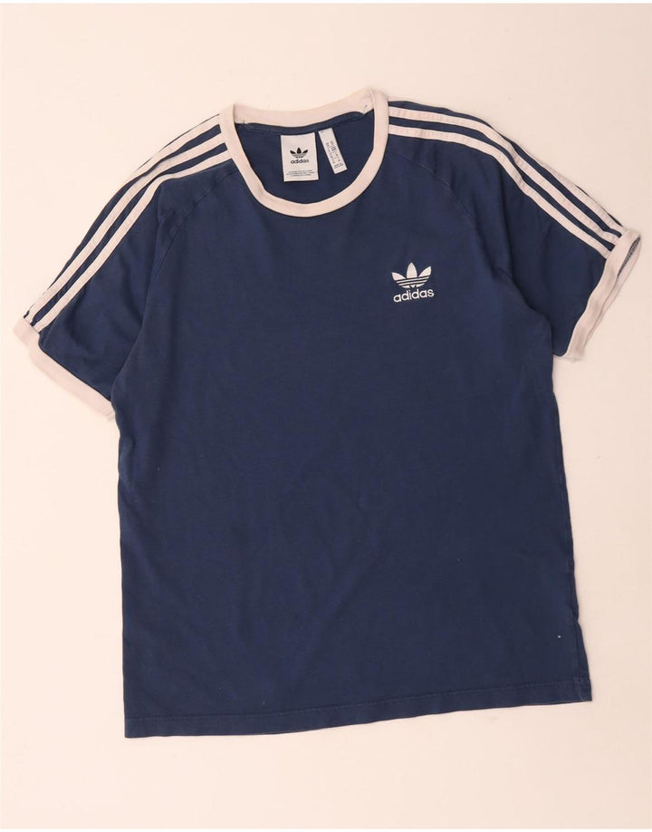 T-shirt da uomo Adidas Top media in cotone blu navy