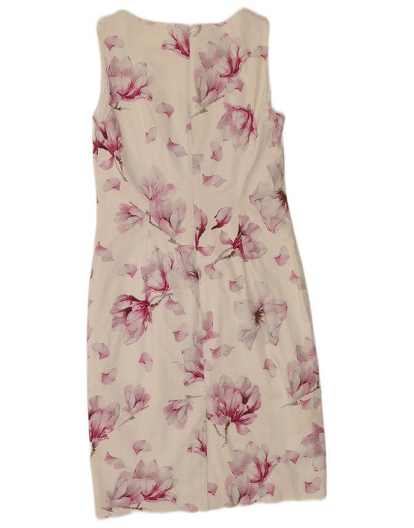 Abito tubino senza maniche da donna Hobbs UK 10 piccolo cotone floreale bianco
