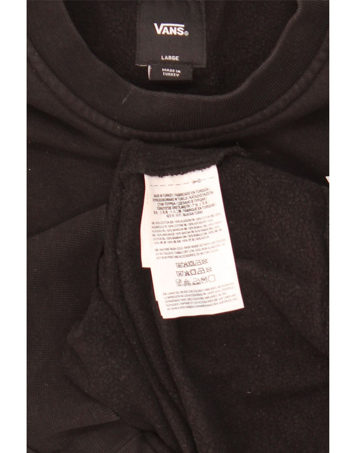 Felpa con grafica da donna Vans, maglione UK 16, grande, cotone nero