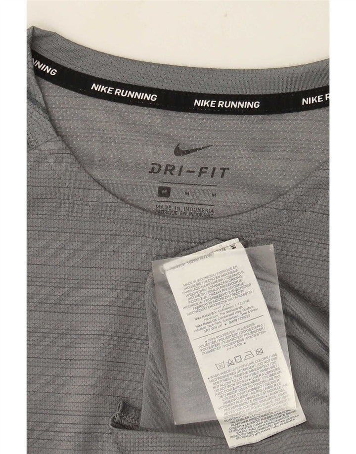 T-shirt Nike da uomo Dri Fit, top in poliestere gessato grigio medio