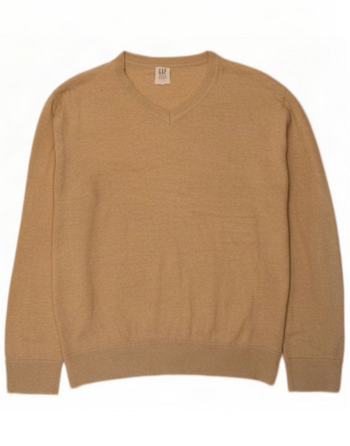 Gap Maglione da uomo con scollo a V grande in cotone beige