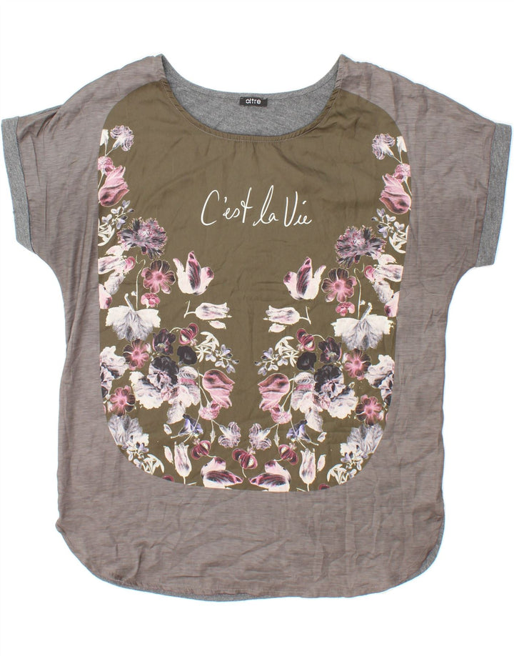 OLTRE Womens Blouse Top UK 16 Large Grey Floral Vintage oltre and Second-Hand oltre from Messina Hembry 