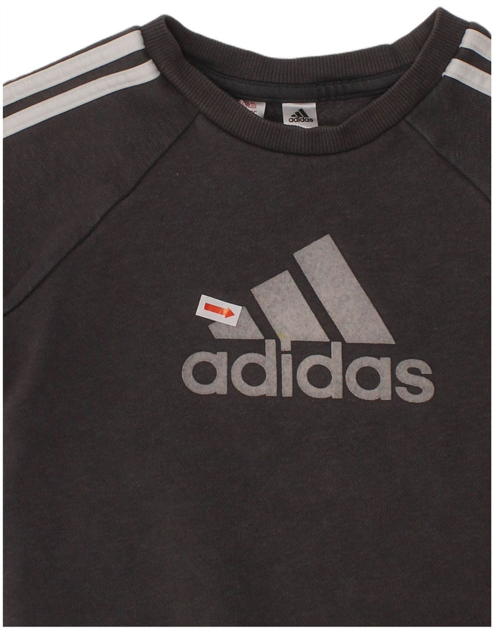 ADIDAS Boys Graphic Sweatshirt Jumper 3-4 Years Grey Cotton