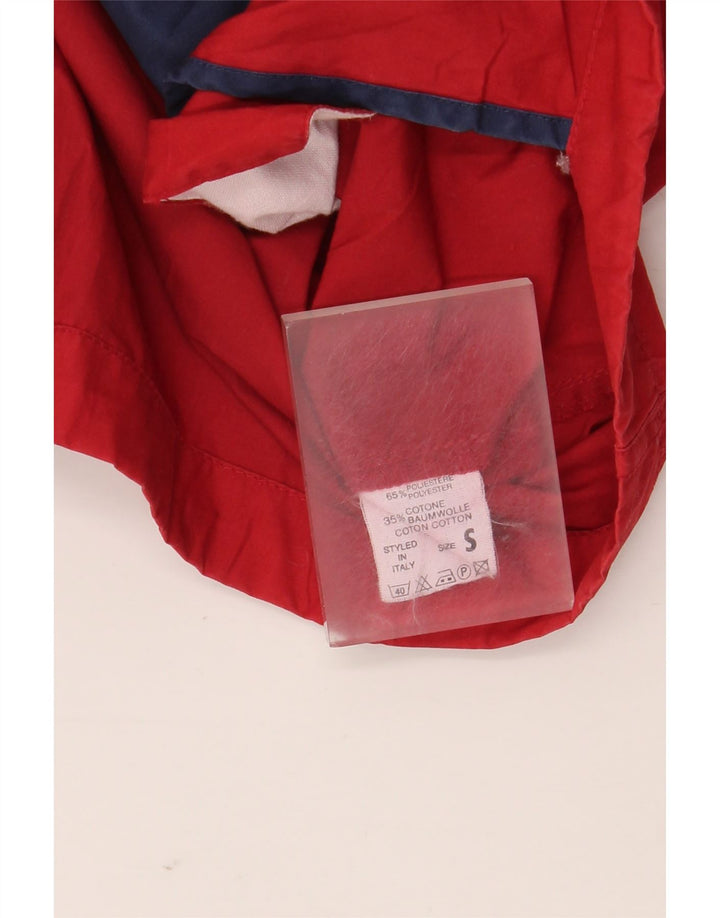Giacca vintage da uomo con vestibilità ampia e vestibilità ampia con cappuccio UK 36 piccola in poliestere rosso