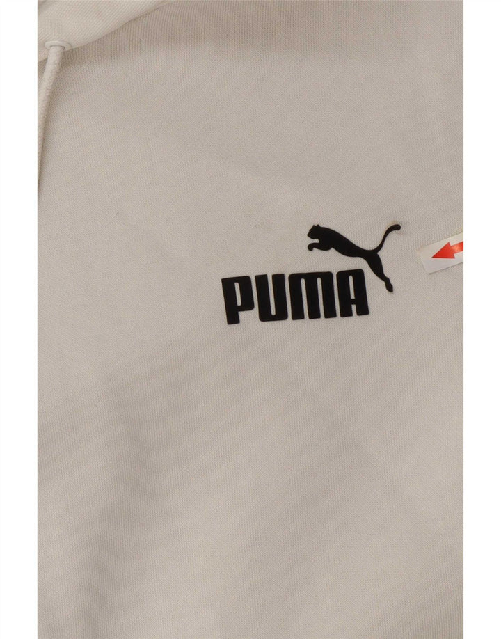Felpa con cappuccio grafica da uomo Puma in cotone color block bianco medio