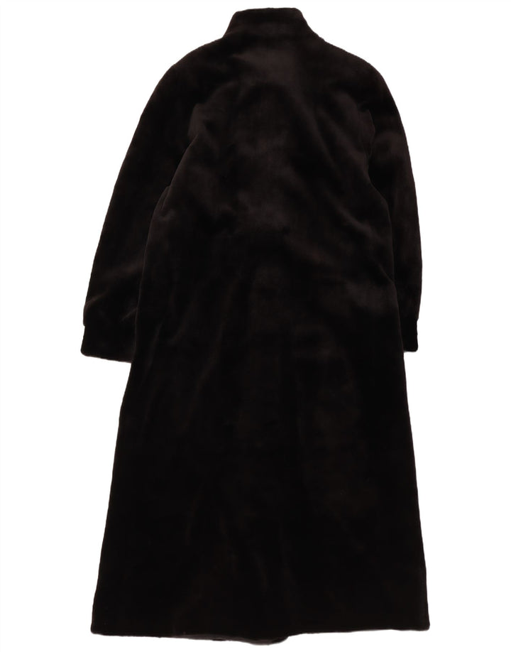 Cappotto vintage in velluto da donna UK 12 medio nero
