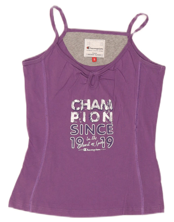 Champion Womens Heritage Classics Crop Graphic Cami Top UK 10 Small Purple