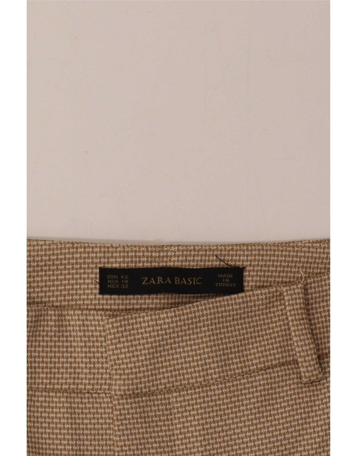 Pantaloni chino slim da donna Zara EU 42 Large W32 L27 Poliestere a quadri beige