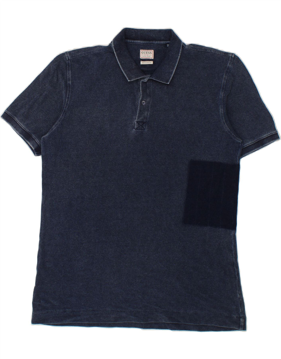 GUESS Mens Regular Fit Polo Shirt UK 40 Medium Navy Blue Cotton Vintage Guess and Second-Hand Guess from Messina Hembry 