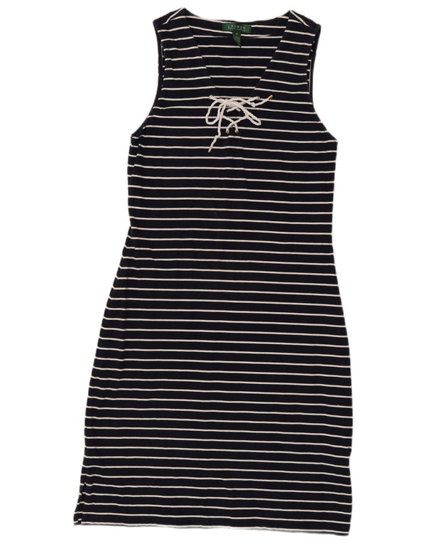 Abito tubino senza maniche da donna Ralph Lauren UK 12 medio blu navy a righe