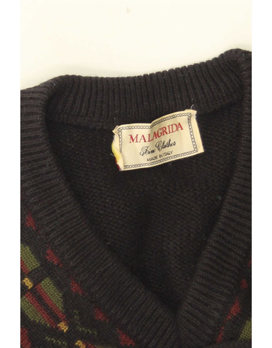 Malagrida Maglione da uomo con scollo a V grande nero geometrico