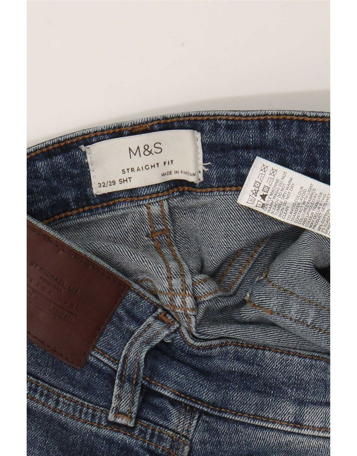 Marks & Spencer Jeans dritti da uomo W32 L29 Blu Cotone