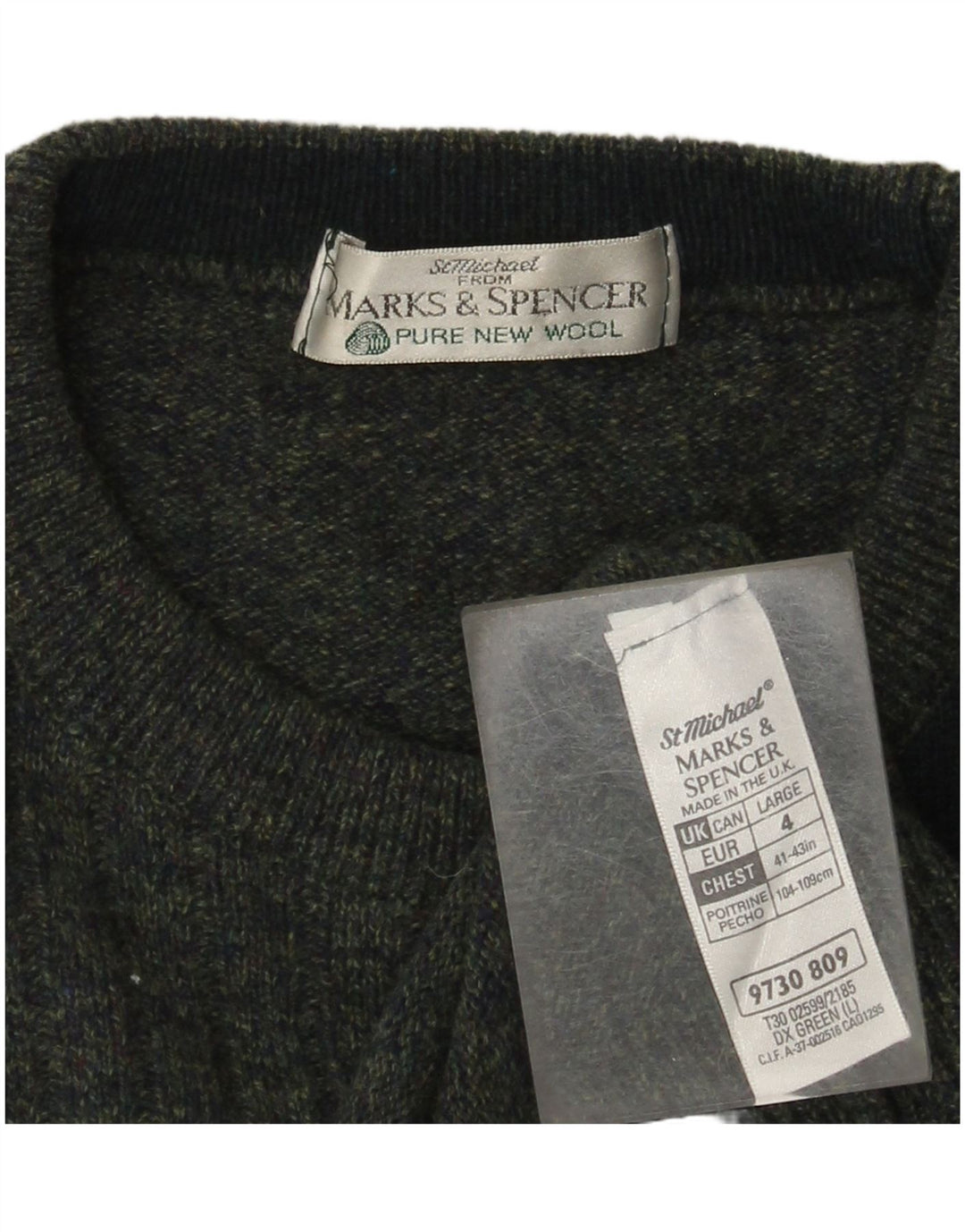 Maglione maglione girocollo da uomo Marks & Spencer grande color block verde