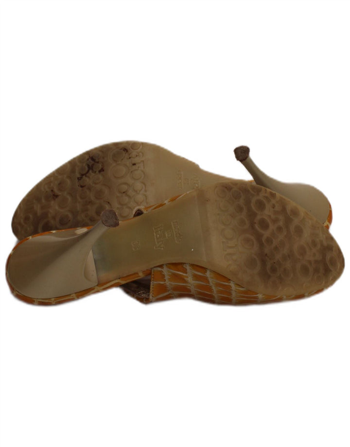 Roccobarocco Scarpe con tacco da donna Slingback Taglia UK 5 Designer con stampa animalier gialla