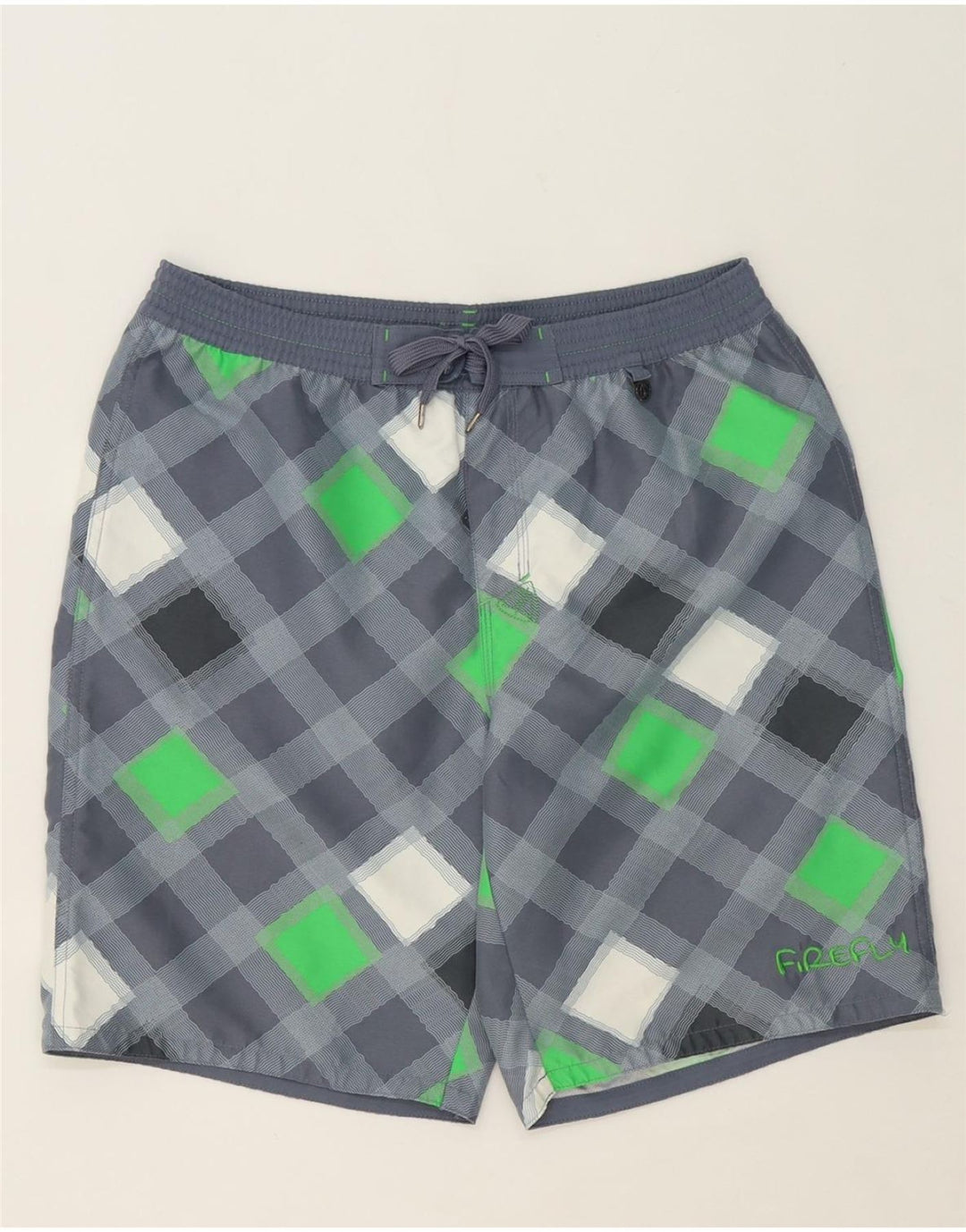 VINTAGE Mens Swimming Shorts Medium Grey Check Polyester Vintage Vintage and Second-Hand Vintage from Messina Hembry 