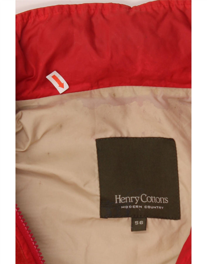 HENRY COTTONS Giacca antipioggia da uomo con cappuccio IT 56 3XL Rosso Poliammide