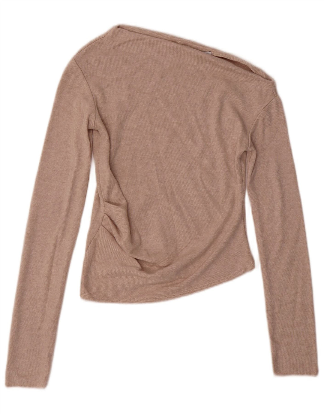 Top corto monospalla a maniche lunghe da donna Zara UK 8 piccolo beige