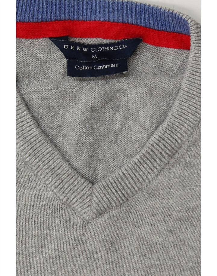 CREW CLOTHING Maglione da uomo con scollo a V in cotone screziato grigio medio