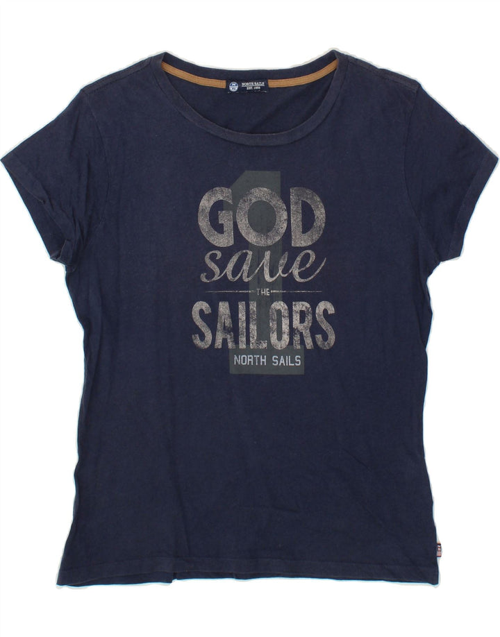 NORTH SAILS Womens Graphic T-Shirt Top UK 16 Large Navy Blue Vintage North Sails and Second-Hand North Sails from Messina Hembry 