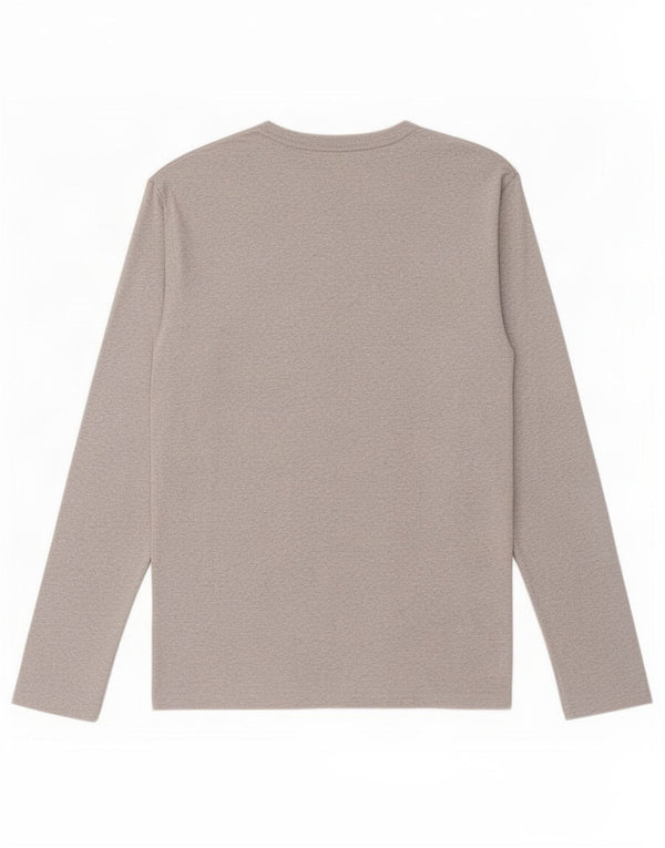 Top grafico da donna Benetton manica lunga UK 10 piccolo cotone chiazzato grigio