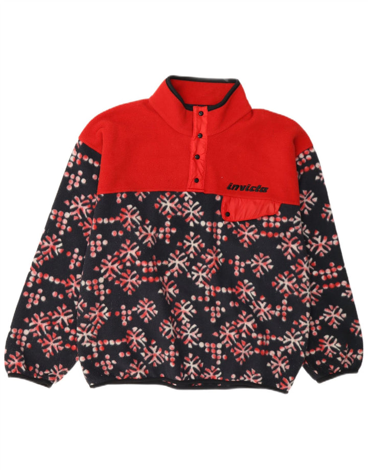 Maglione in pile da uomo Invicta con bottone e collo medio floreale multicolore