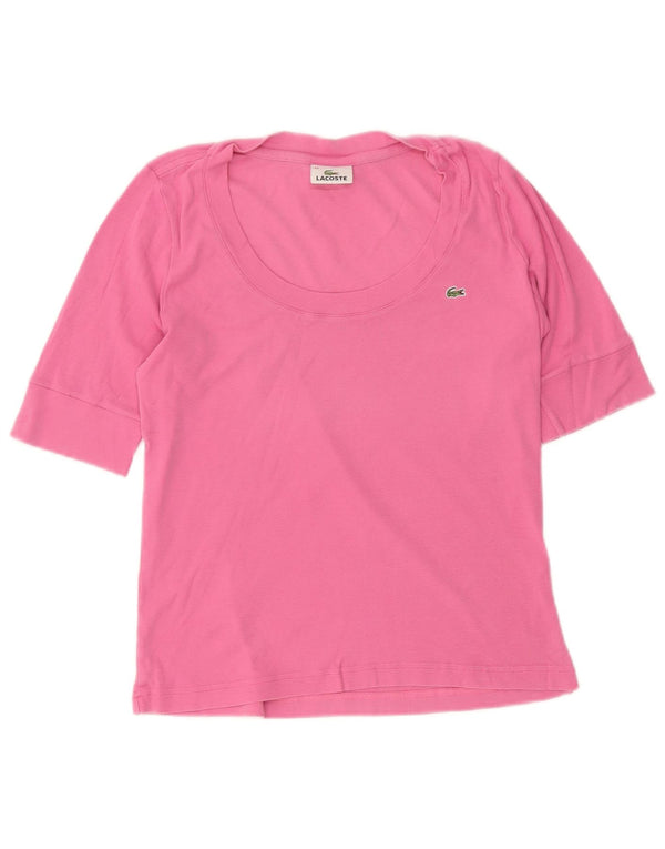 Lacoste Womens T-Shirt Top Size 44 Large Pink Cotton