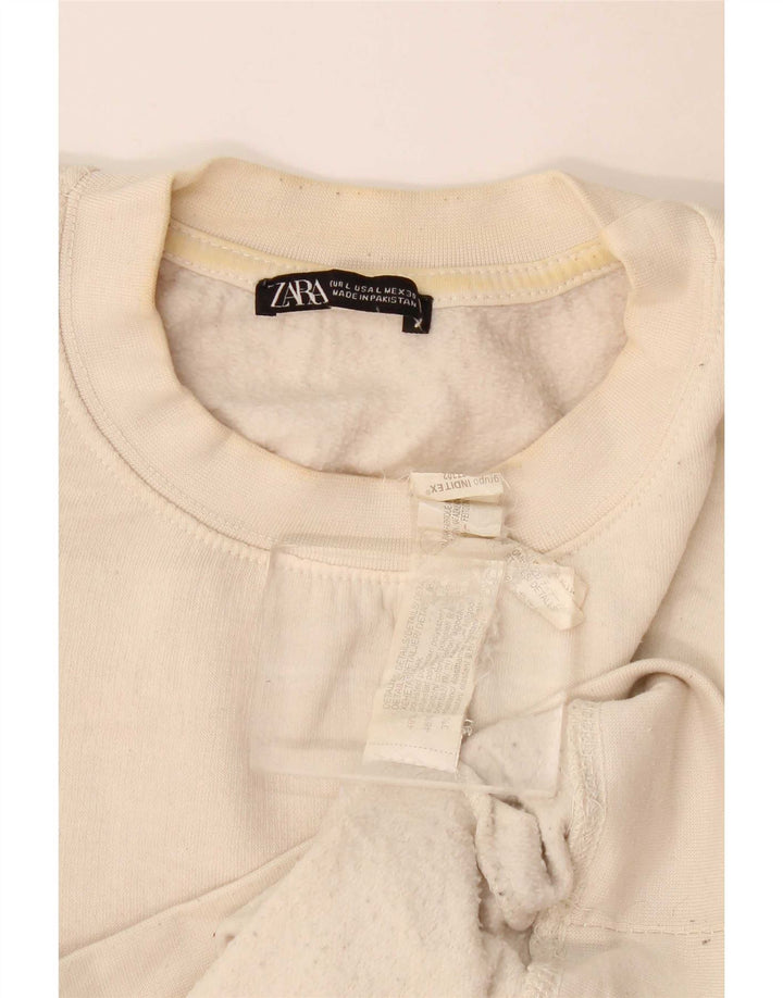 Felpa da donna Zara UK 16 grande poliestere bianco sporco
