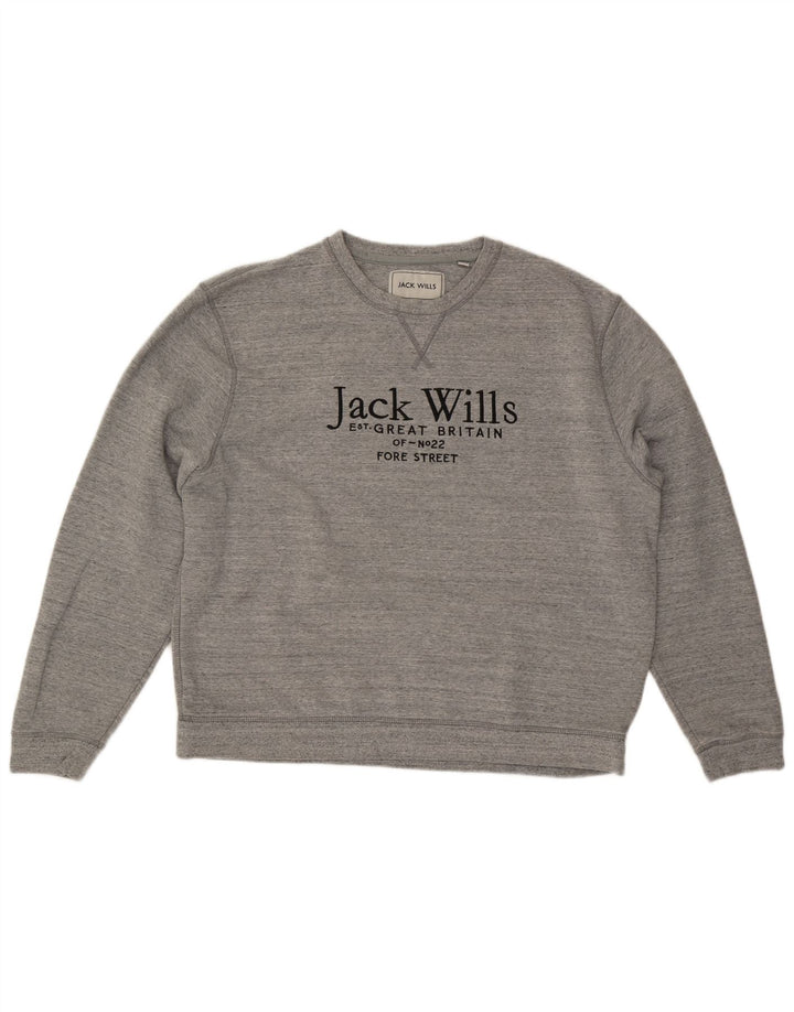 JACK & JONES Felpa con grafica da uomo Maglione 2XL Cotone screziato grigio