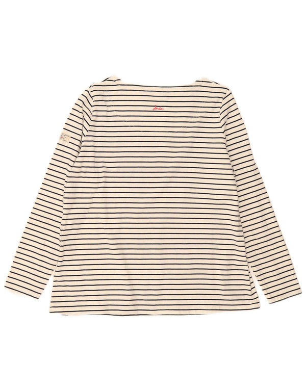 Joules Top da donna a maniche lunghe UK 18 XL Cotone a righe bianche