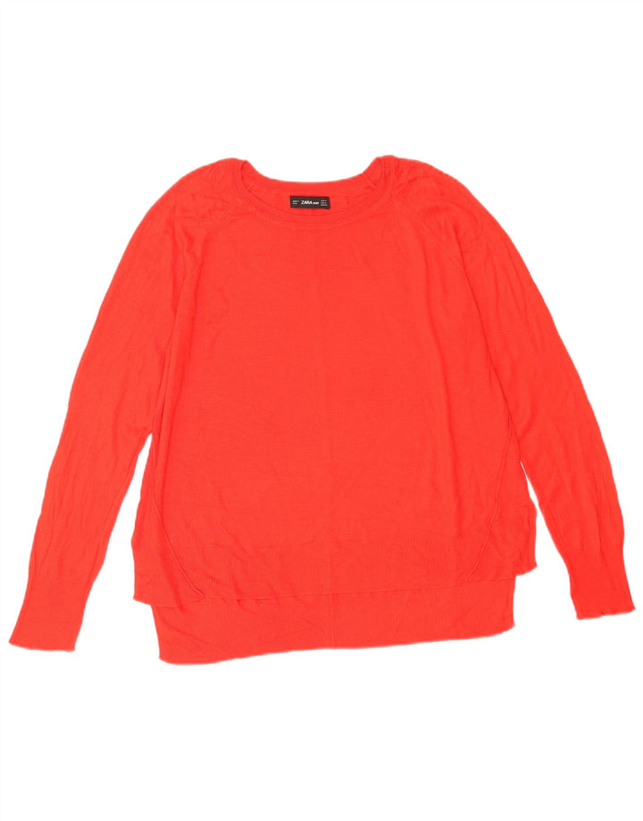 Maglione maglione con scollo a barca da donna Zara UK 14 rosso medio