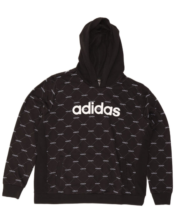 Felpa con cappuccio grafica da donna Adidas UK 24/26 2XL cotone nero