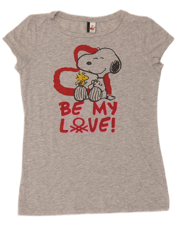 T-shirt grafica Snoopy da donna Benetton Top UK 12 Grigio medio chiazzato