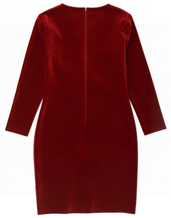 Modyva Womens 3/4 Sleeve Sheath Dress IT 46 Large Burgundy Cotton