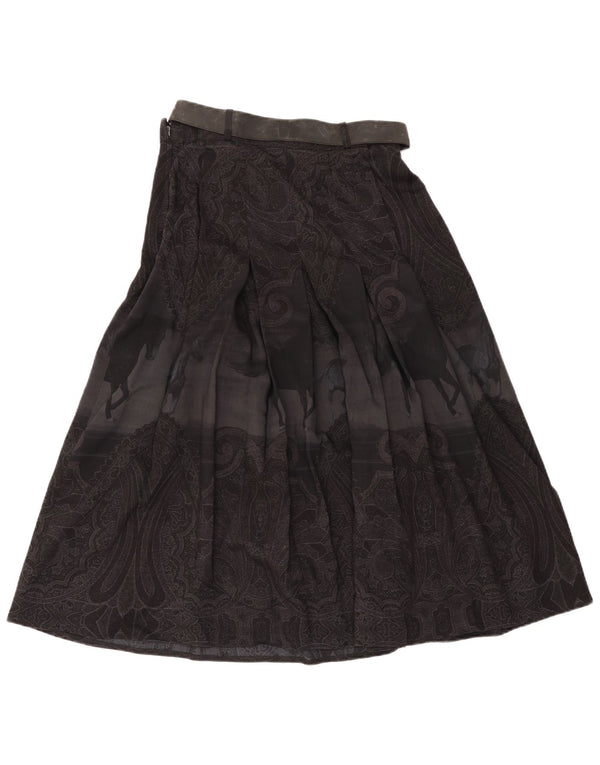 Gonna svasata a vita alta da donna vintage IT 46 Large W28 Paisley nero