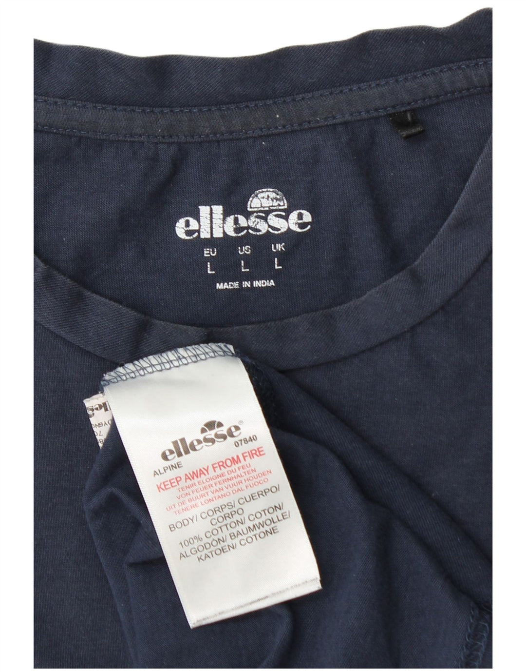 T-shirt grafica da uomo Ellesse Top grande in cotone blu navy