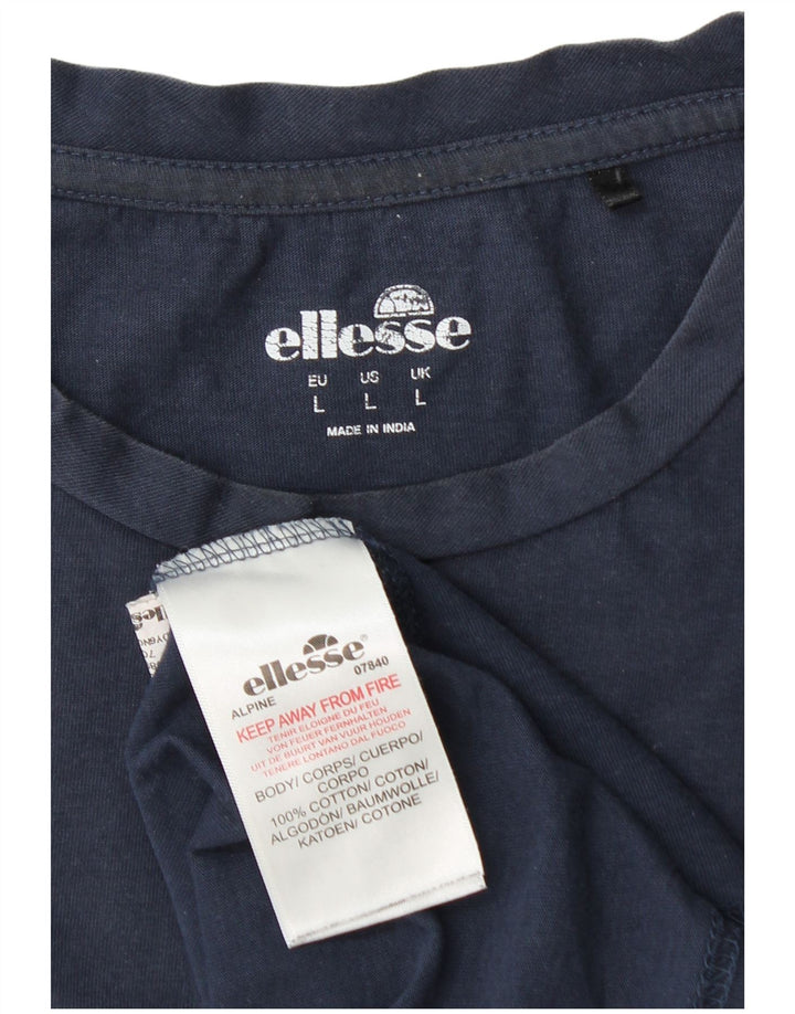 T-shirt grafica da uomo Ellesse Top grande in cotone blu navy