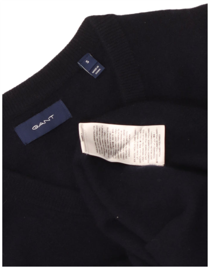 Gant maglione da donna con scollo a V UK 10 piccolo in lana blu navy