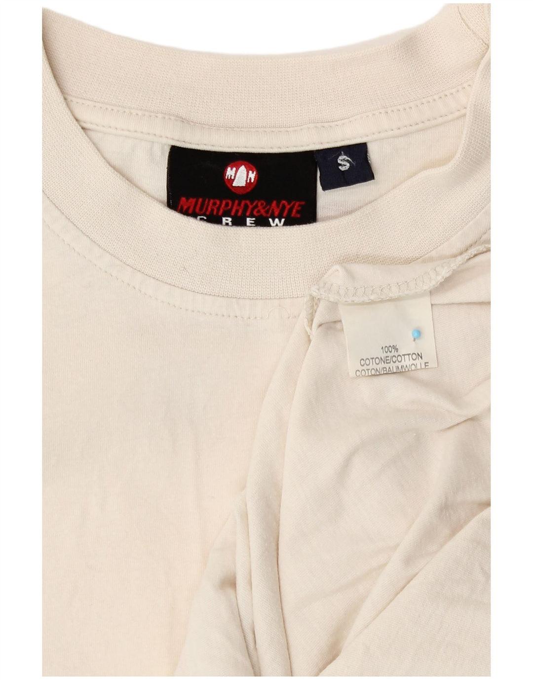 Murphy & Nye Top grafico da uomo a maniche lunghe piccolo in cotone bianco