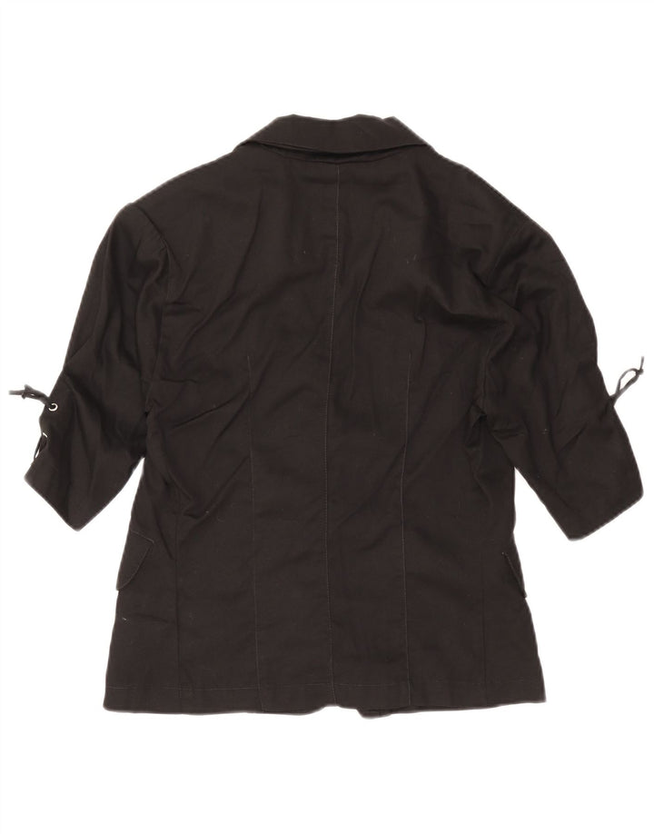 Giacca blazer da donna a 3 bottoni con maniche a 3/4 Nitya IT 40 piccola in cotone nero