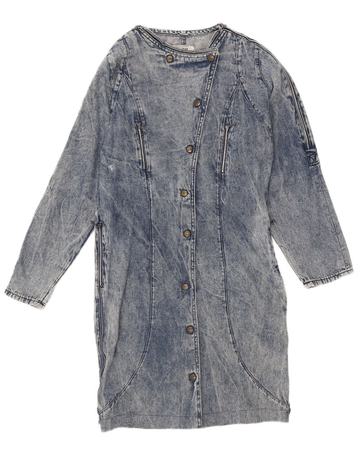 POP 84 Abito in denim a maniche lunghe da donna UK 14 Cotone blu medio